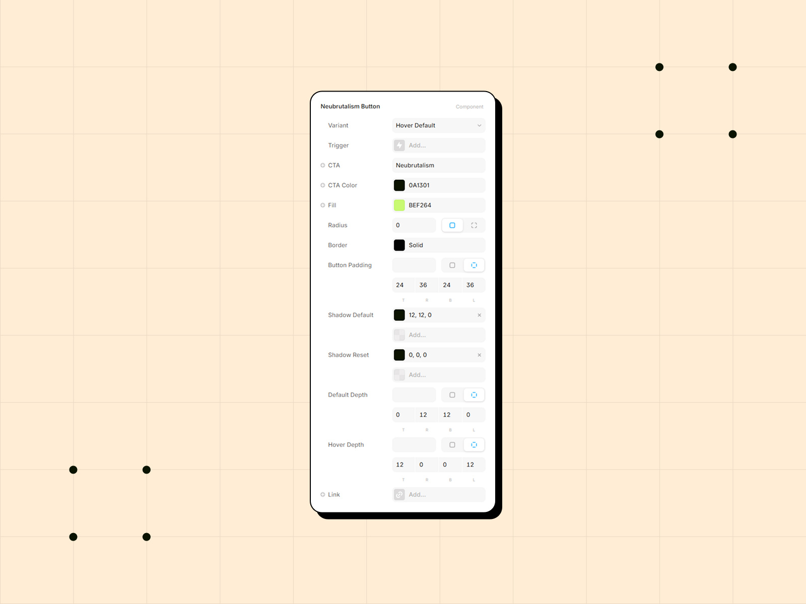 Neubrutalism Button Property Controls
