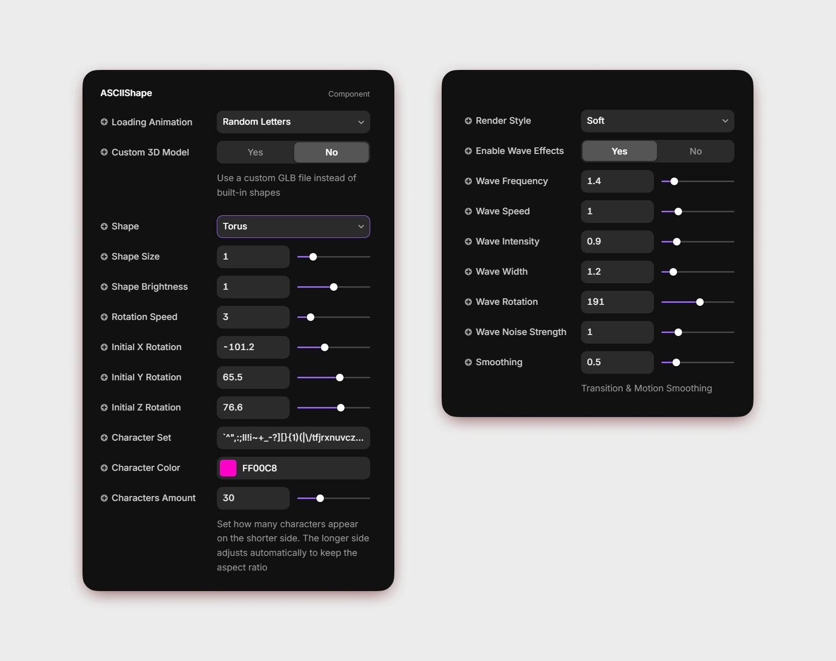 All component controls