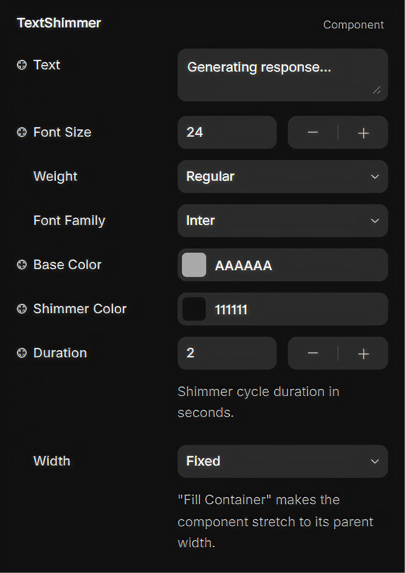 Component settings