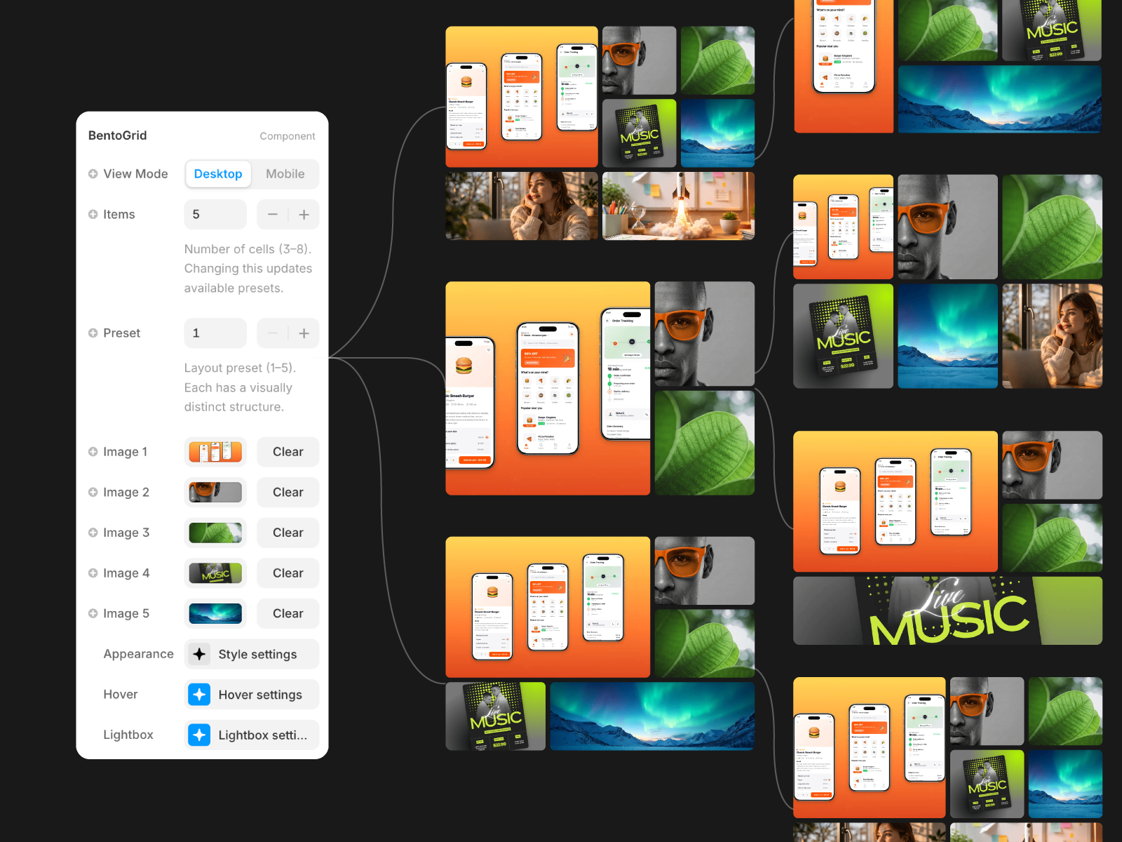 Bento image grid features