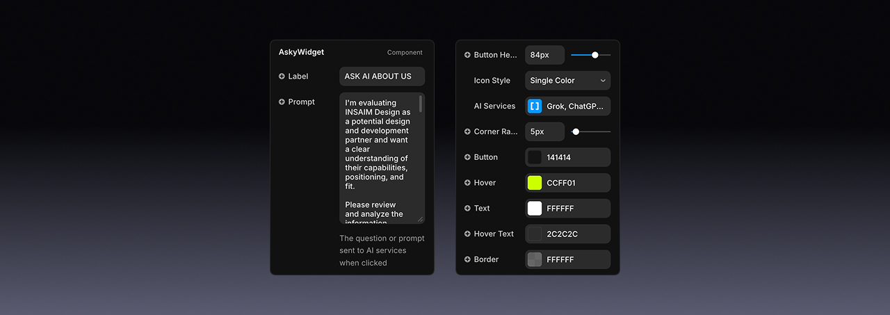 Settings of AI widget