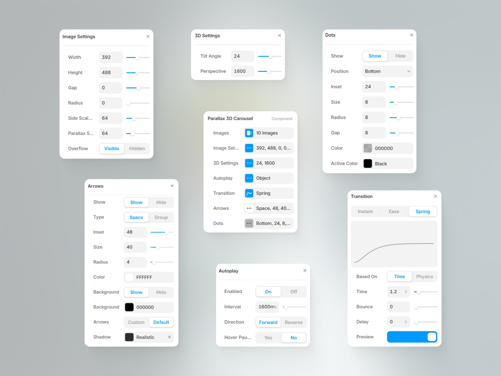 Parallax 3D Carousel Property Controls