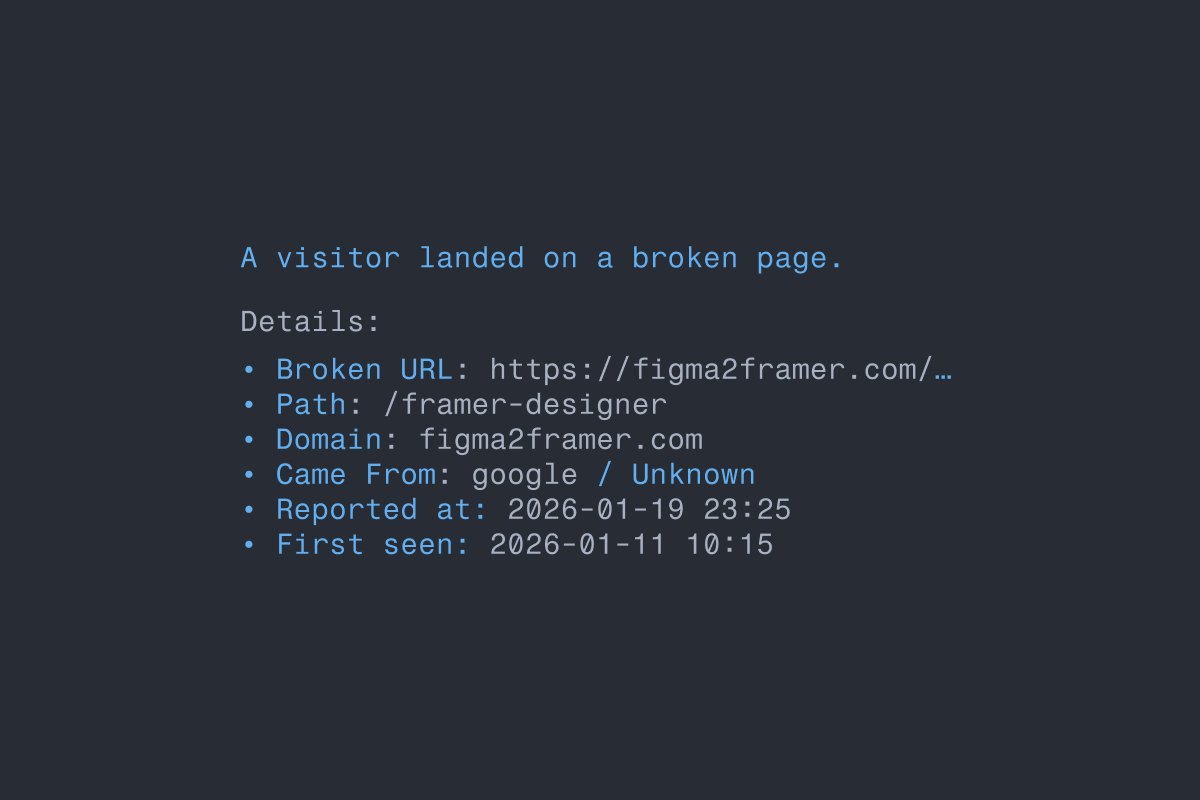 Example email preview (structure only). The exact subject/body is controlled in your Framer Form