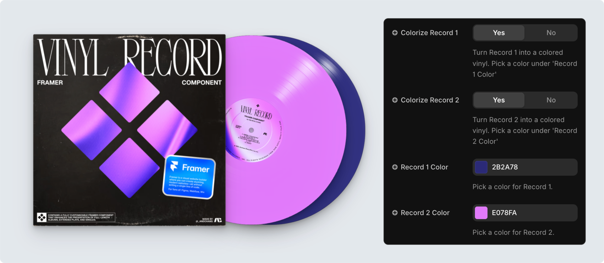 Screenshot showing 2 reords with custom colors