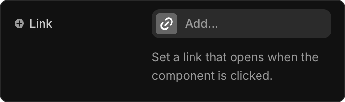 Screenshot showing where to add a URL that opens when the component is clicked