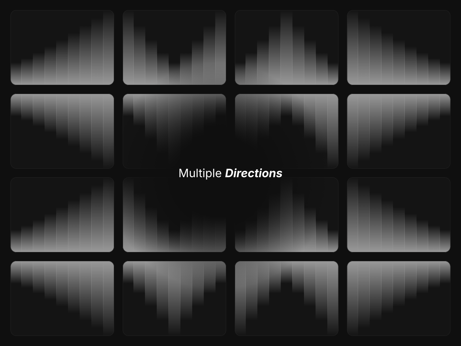 Layout Directions you're able to use with this gradient bars Framer Component