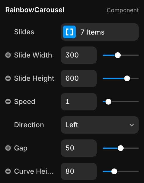 Rainbow Carousel Settings
