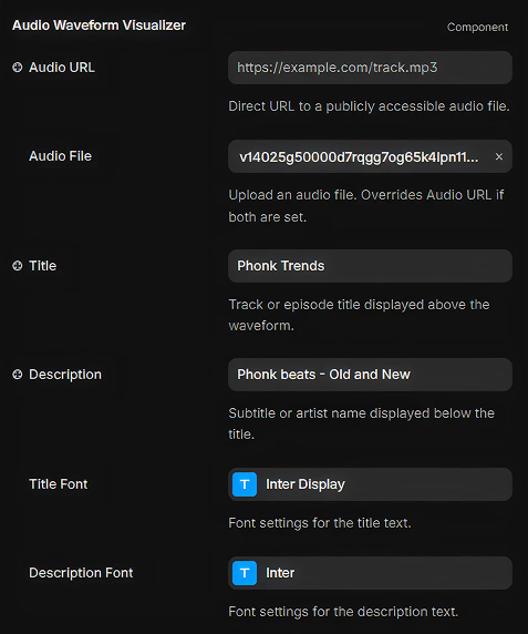 Component settings
