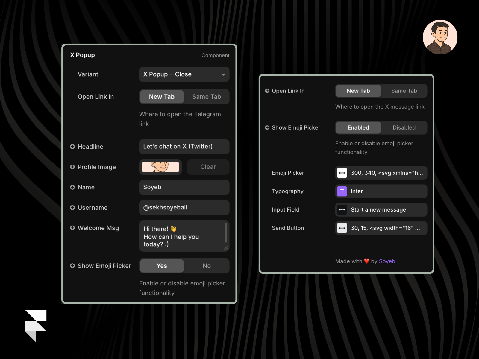 X Chat Popup Controllers