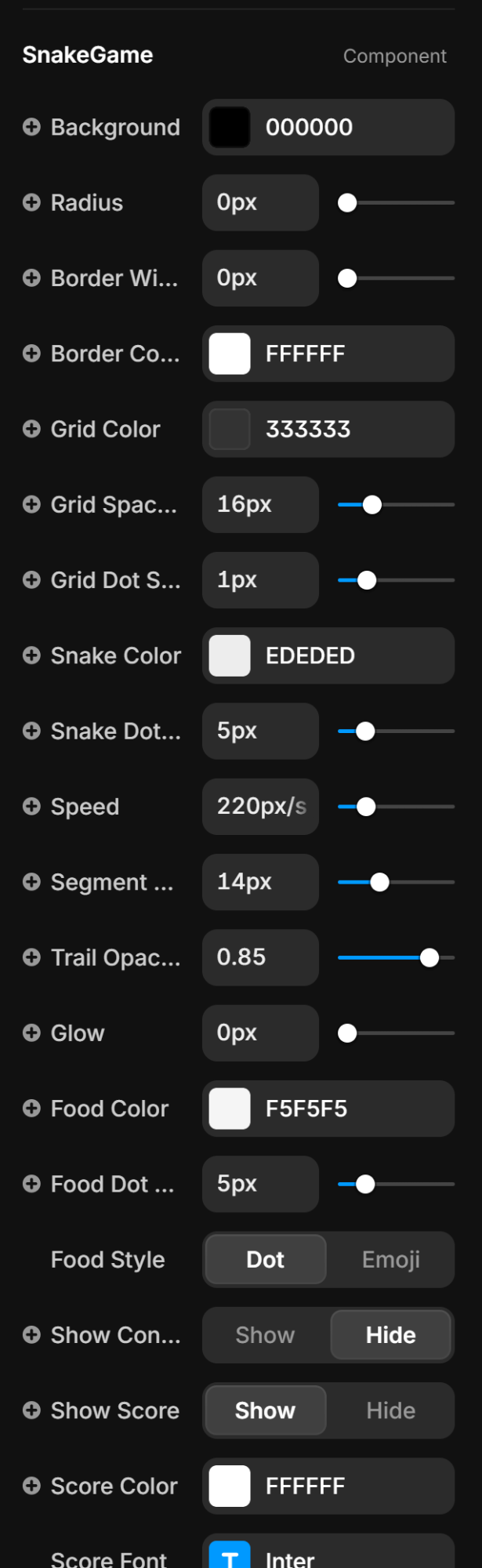 component features of snake game pro