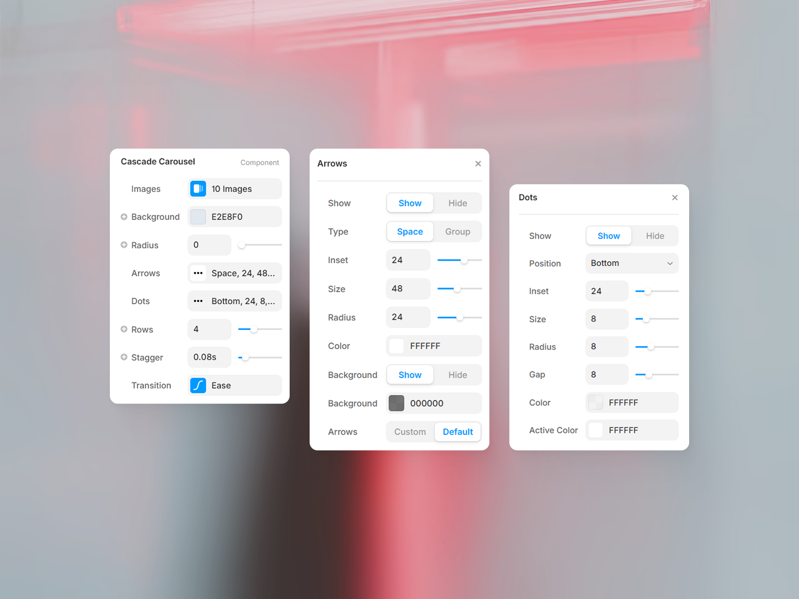Cascade Carousel Property Controls