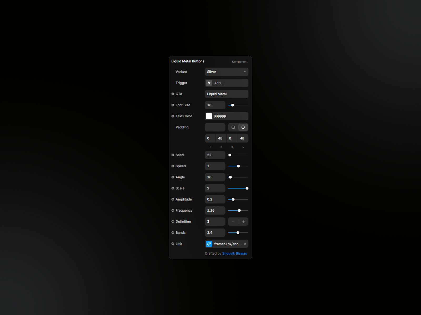 Liquid Metal Buttons Property Controls