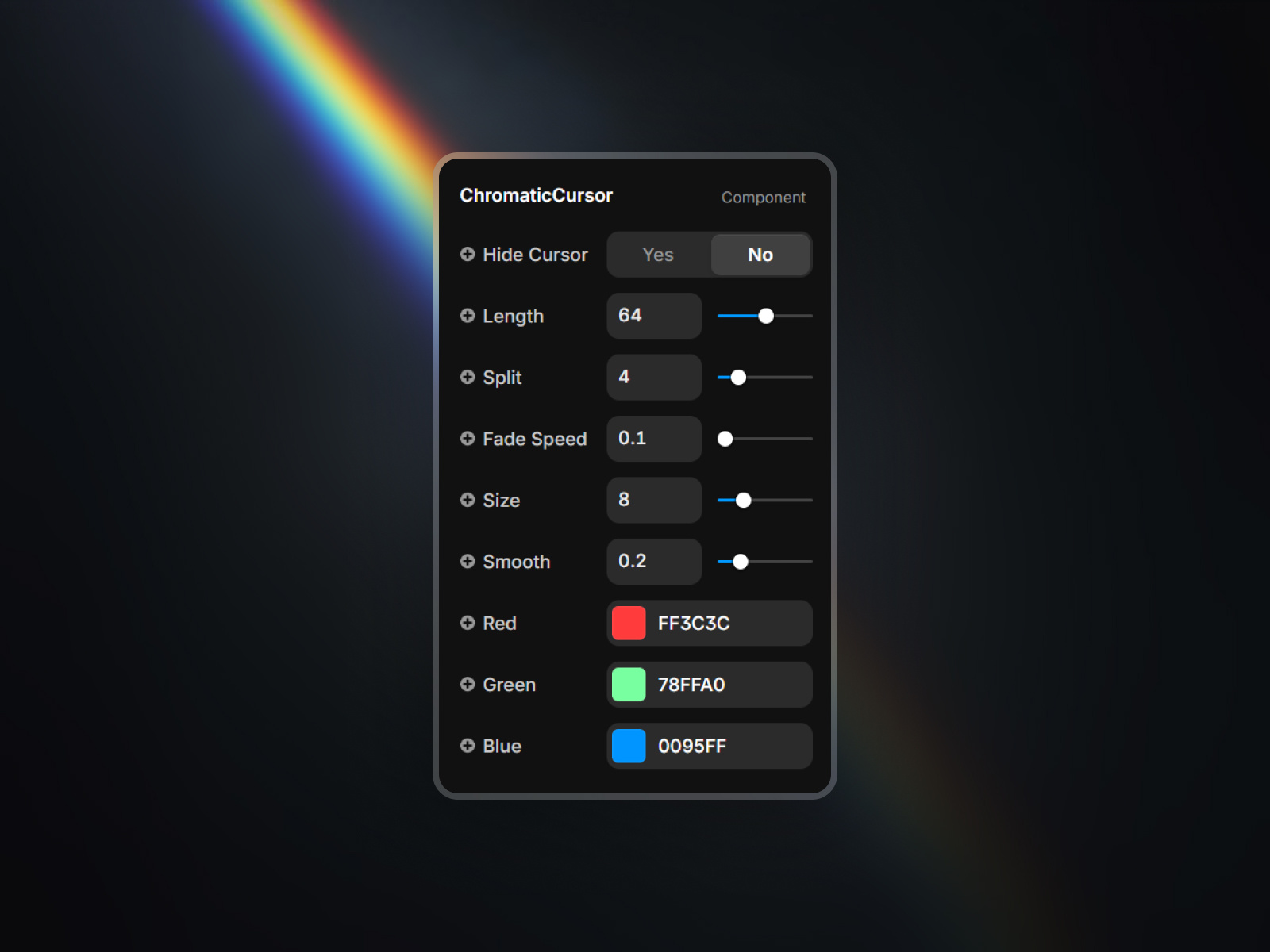 Chromatic Cursor Property Controls
