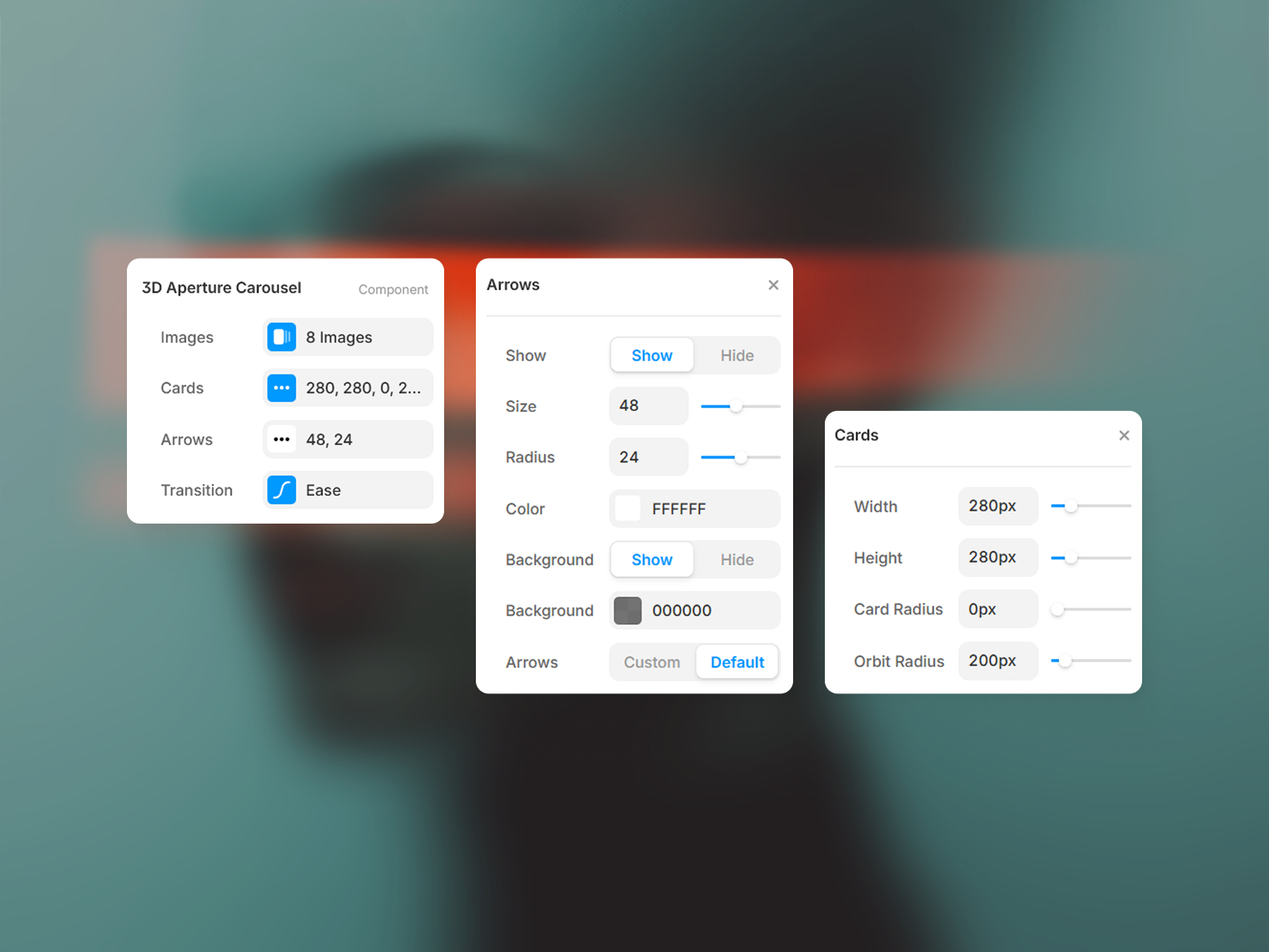 3D Aperture Carousel Property Controls