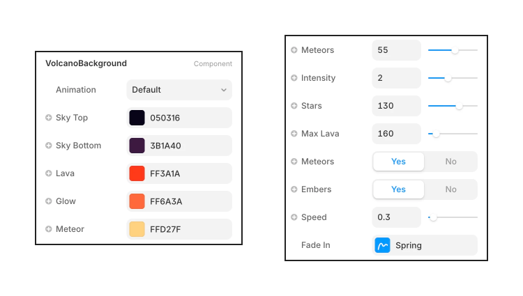 Volcano Background Property Panel
