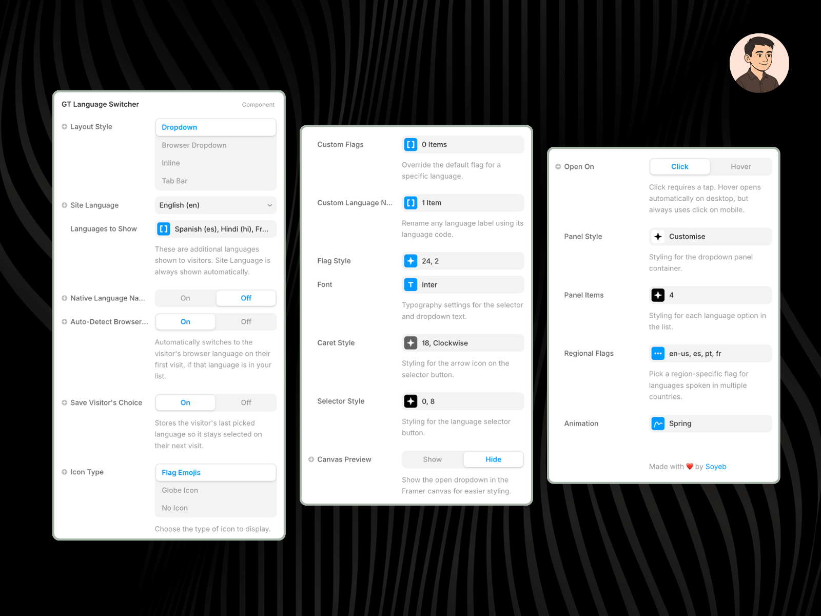 Google Translation Language Switcher Framer Component