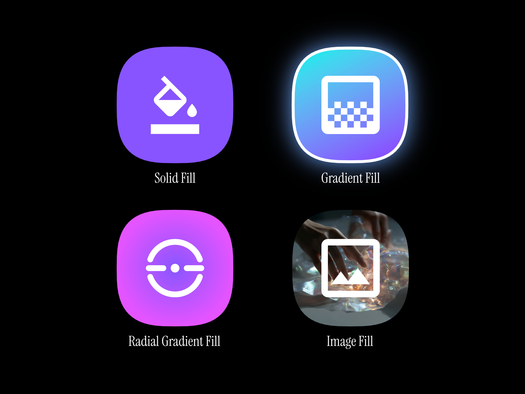 Samples of fill types.
