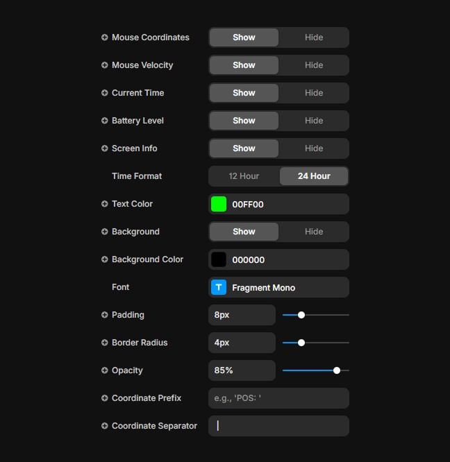 Img 1. Property panel of the component