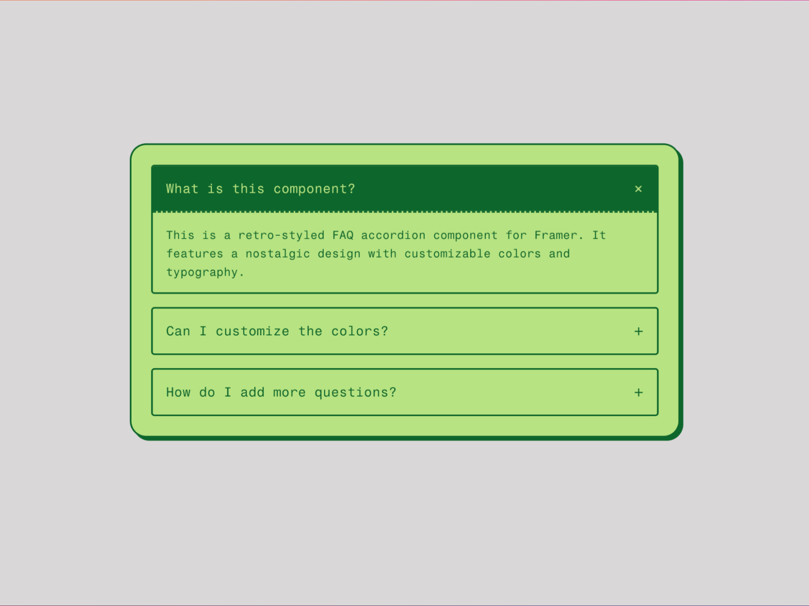 Retro FAQ Accordion: Premium Interactions Component by archiv.studio ...