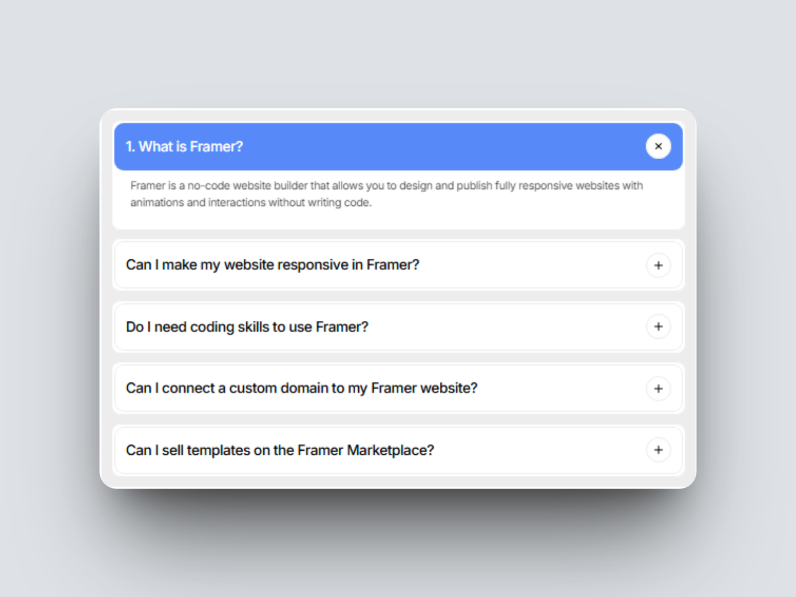 FAQ-Block: Free UI Component by Amir ali — Framer Marketplace