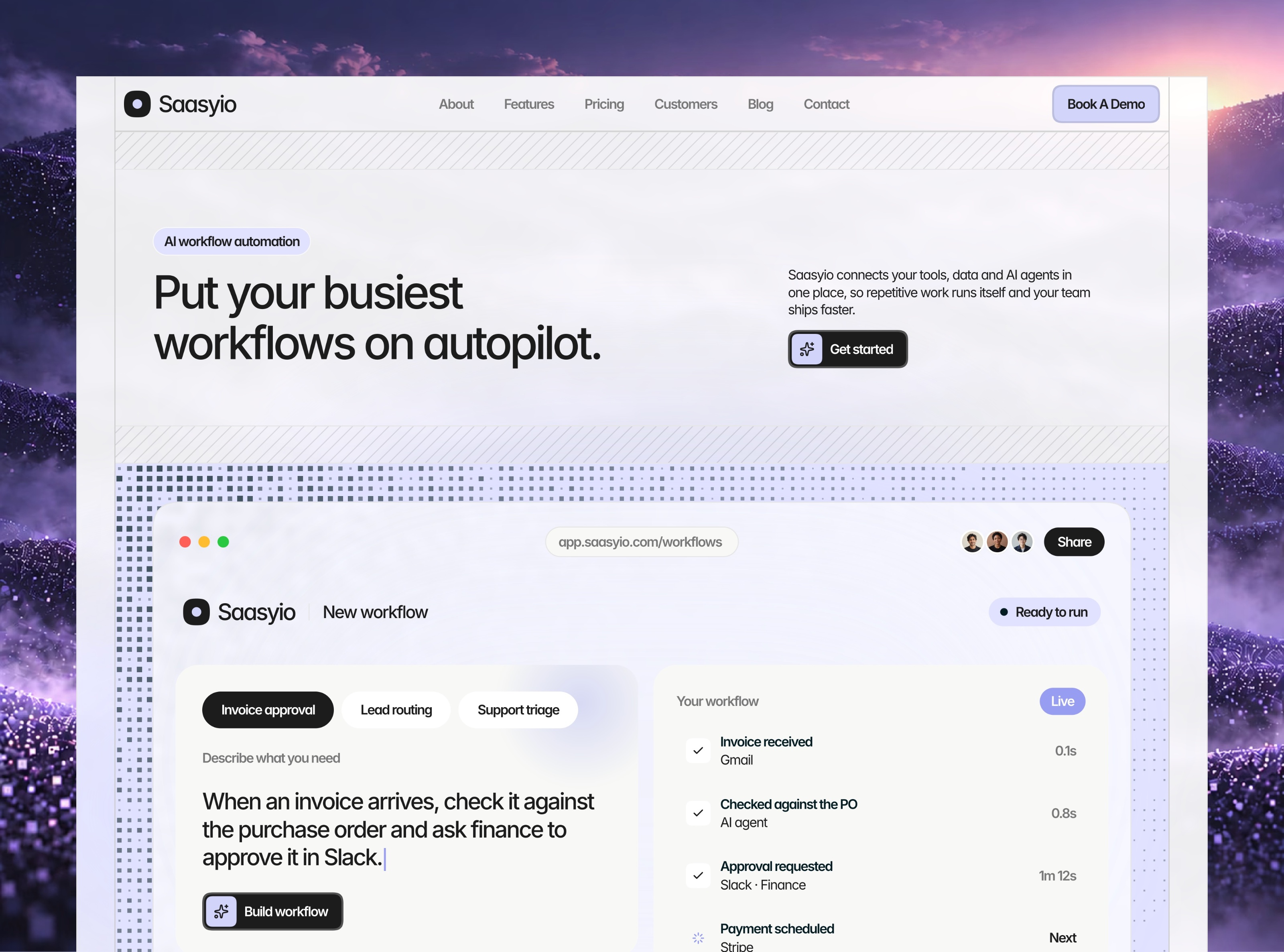 Template Mathcing Saasyio — Free Website Template for Framer