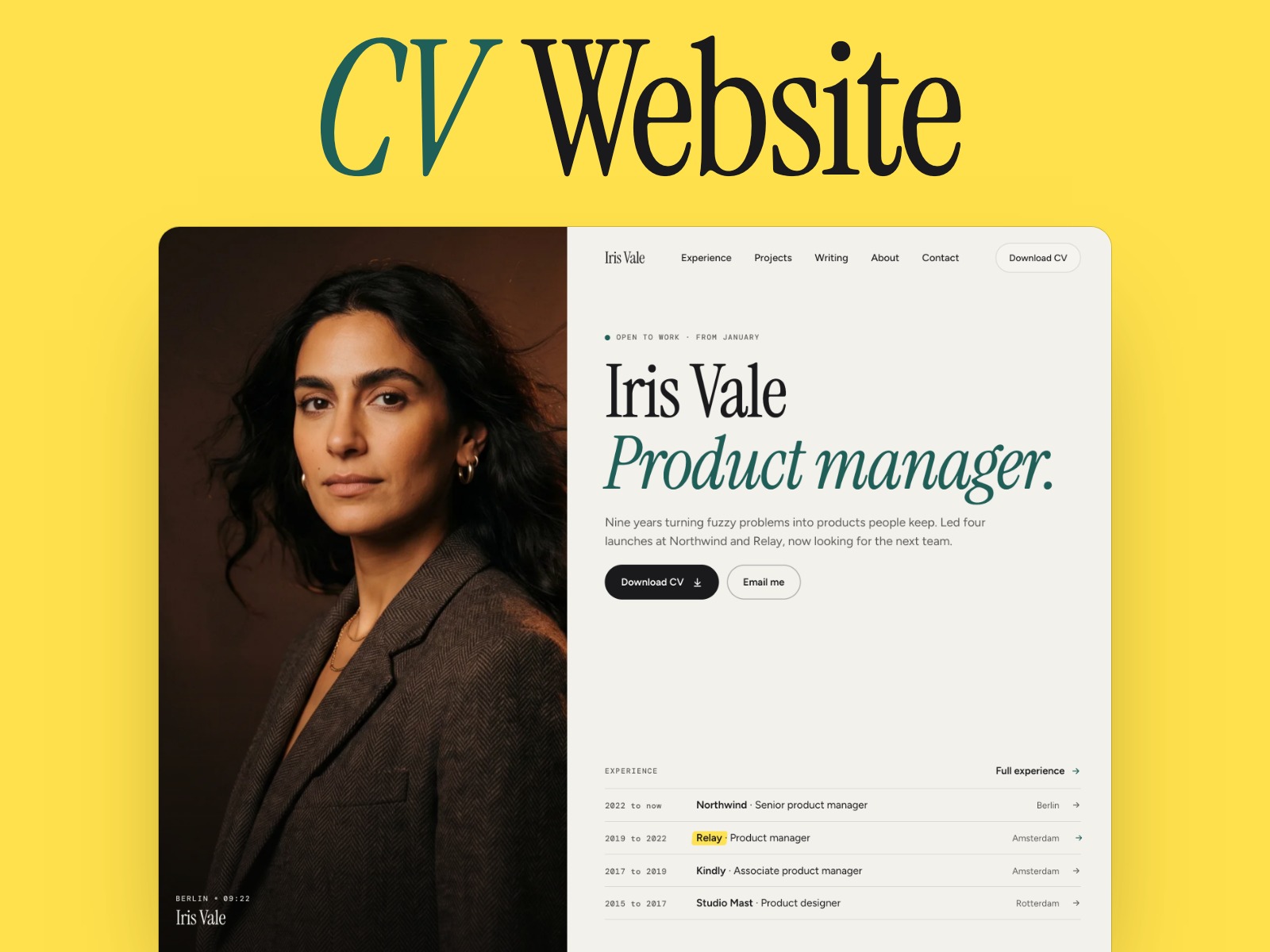 Screenshot 1 of CV Website