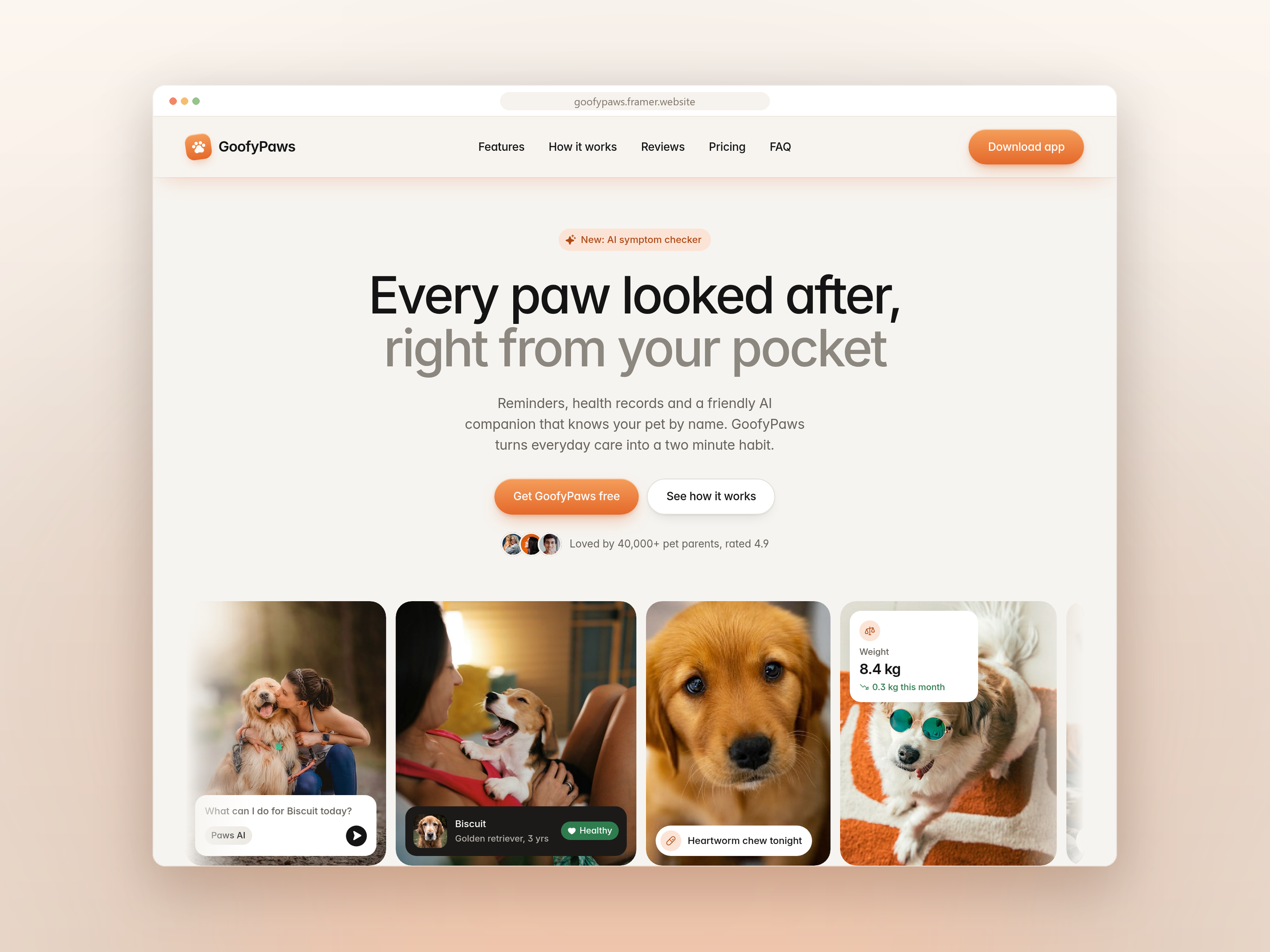 GoofyPaws — Free Website Template for Framer