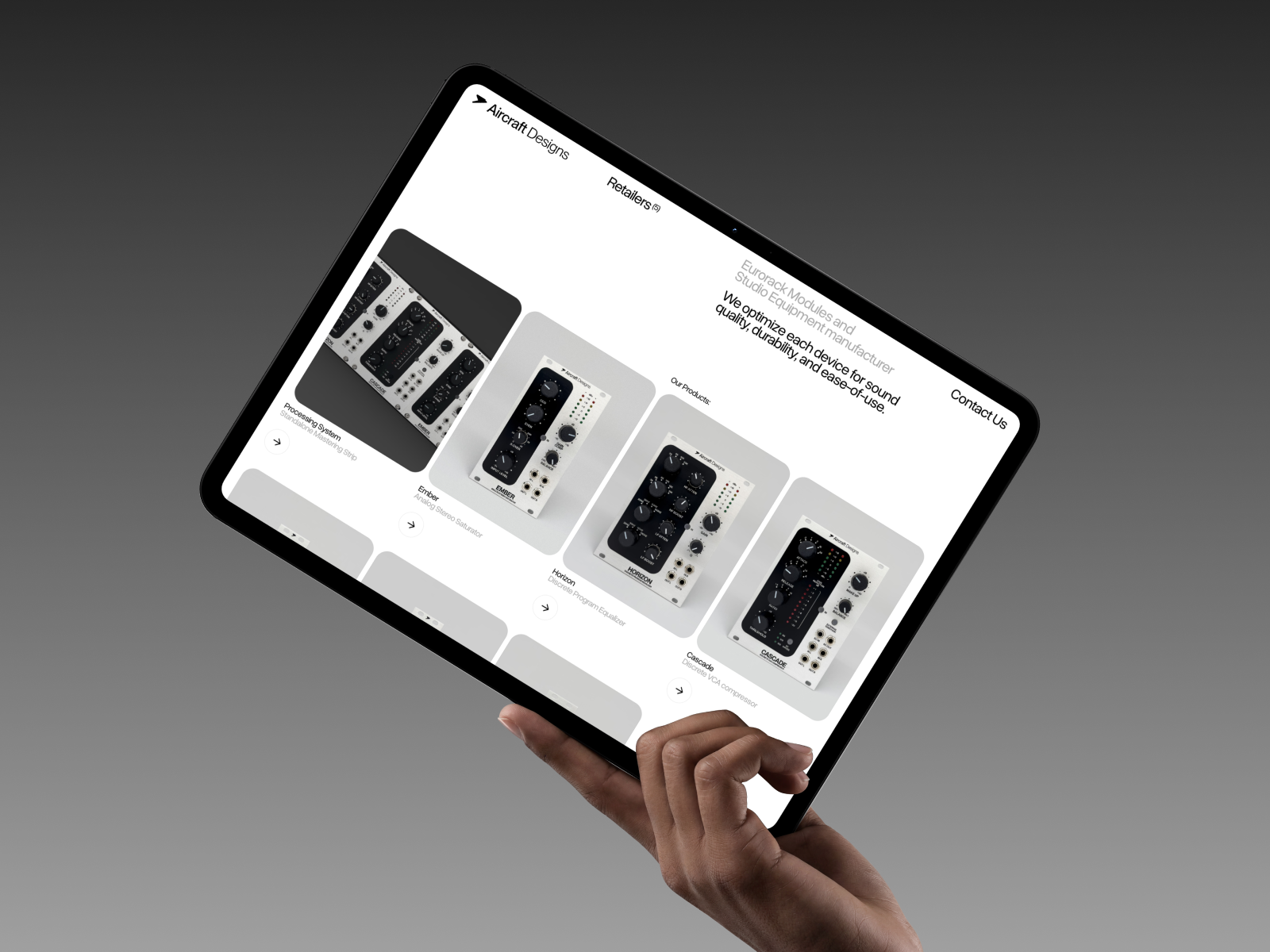 Aircraft Designs website homepage built with Framer