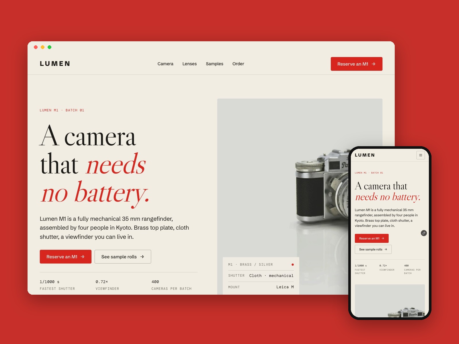 Screenshot 1 of Camera Brand Site