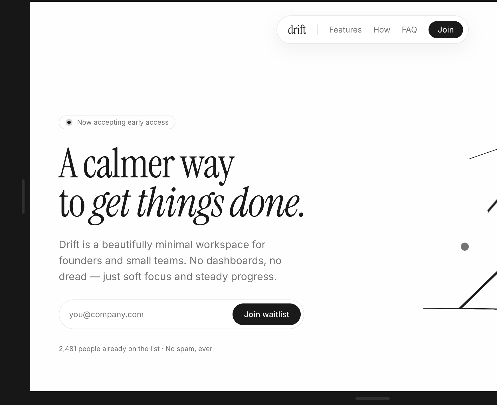 Screenshot 1 of Drift Waitlist LP