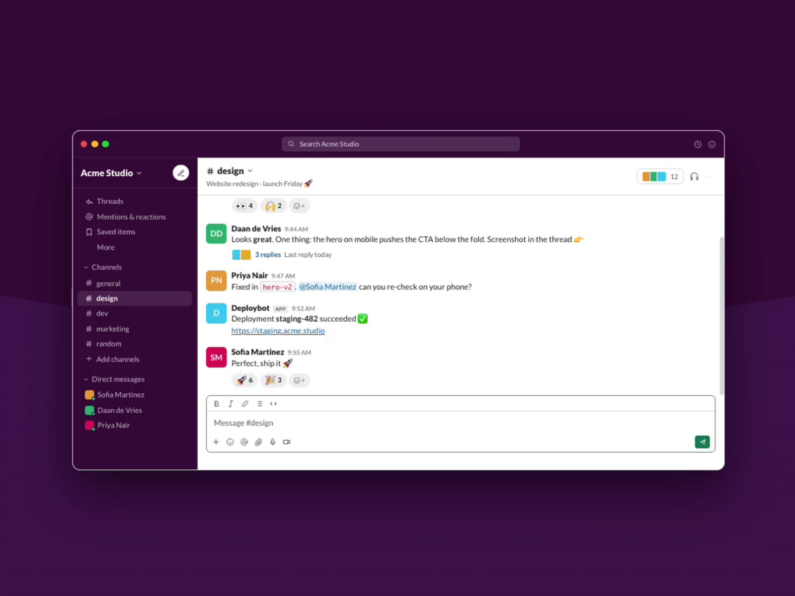 Slack Chat Mockup