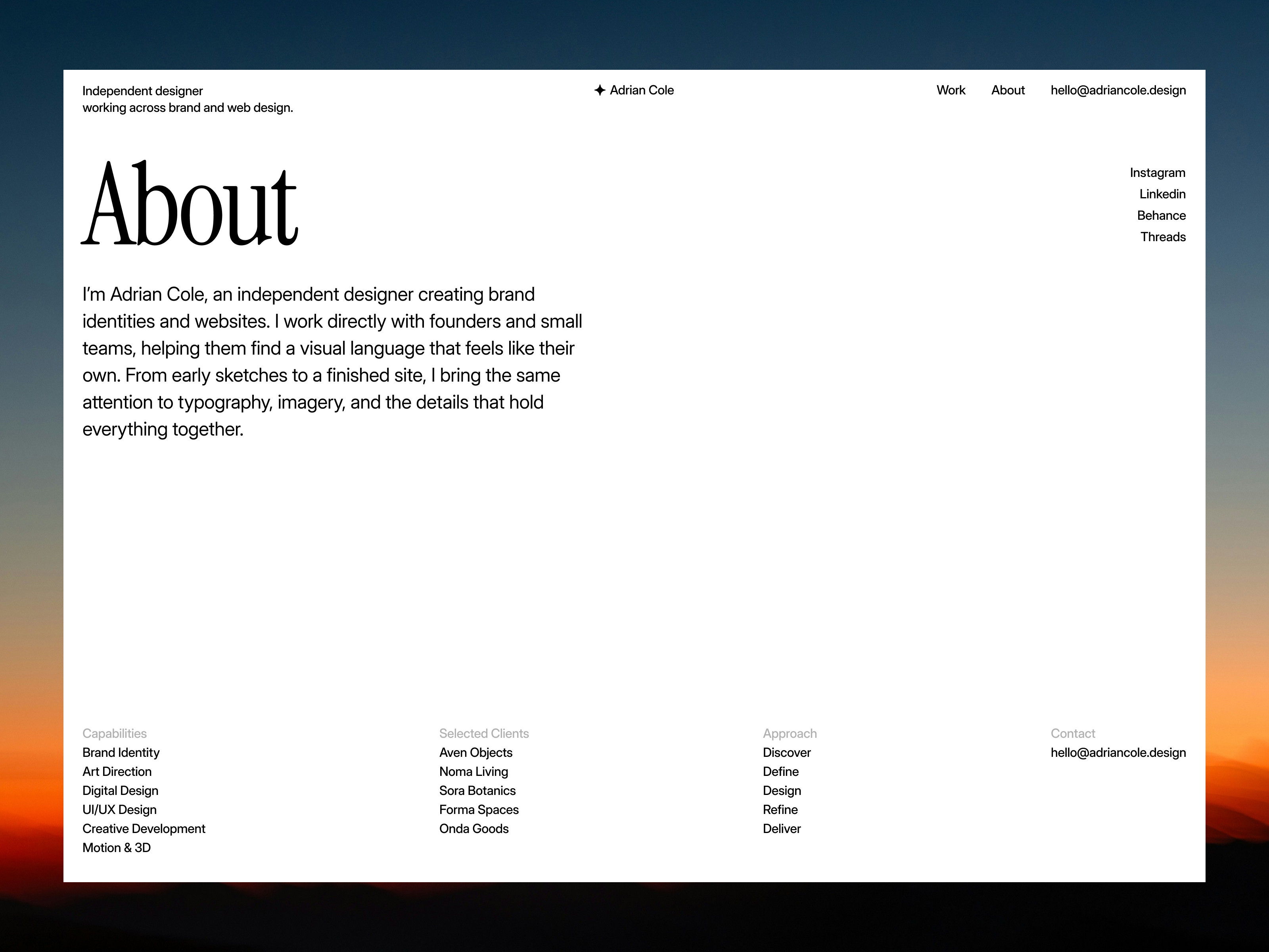 Screenshot 3 of Adrian Cole Folio