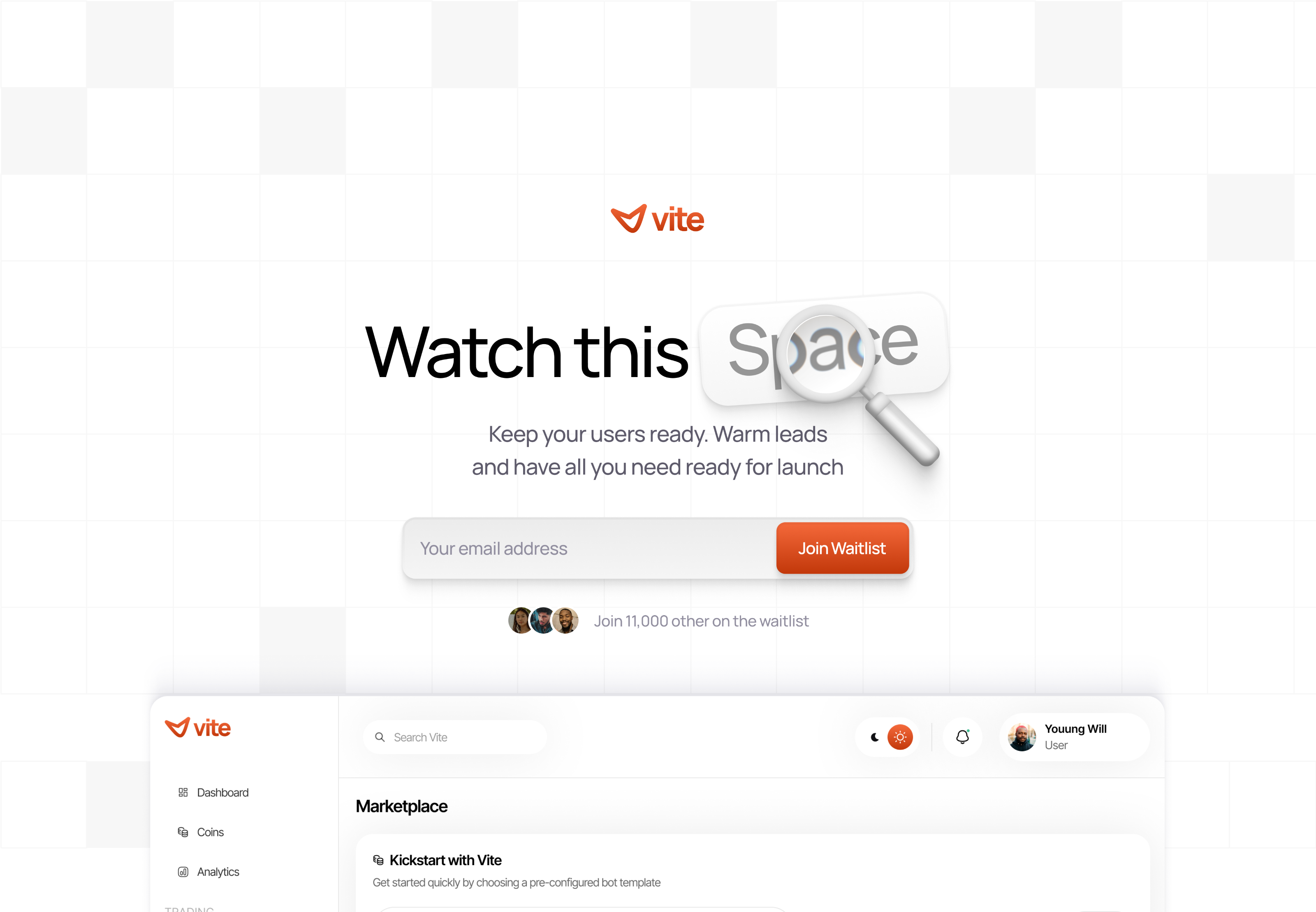 Screenshot 1 of Vite Waitlist