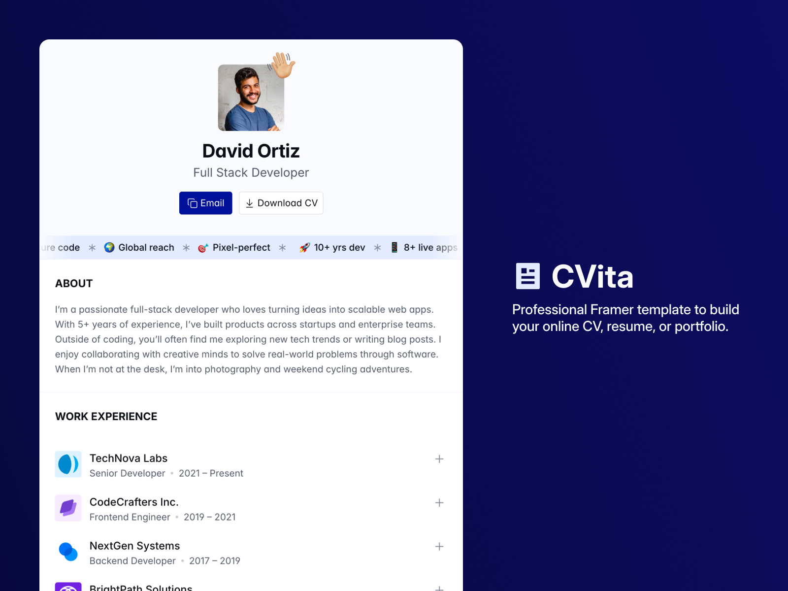 CVita - CV Template by Muthu Kumaresh