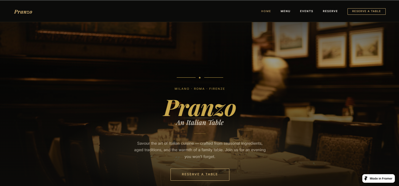 Pranzo Restaurant – Entry – Framer Community