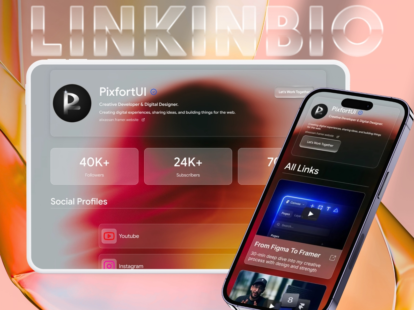 Glass Link in Bio — Free Website Template for Framer
