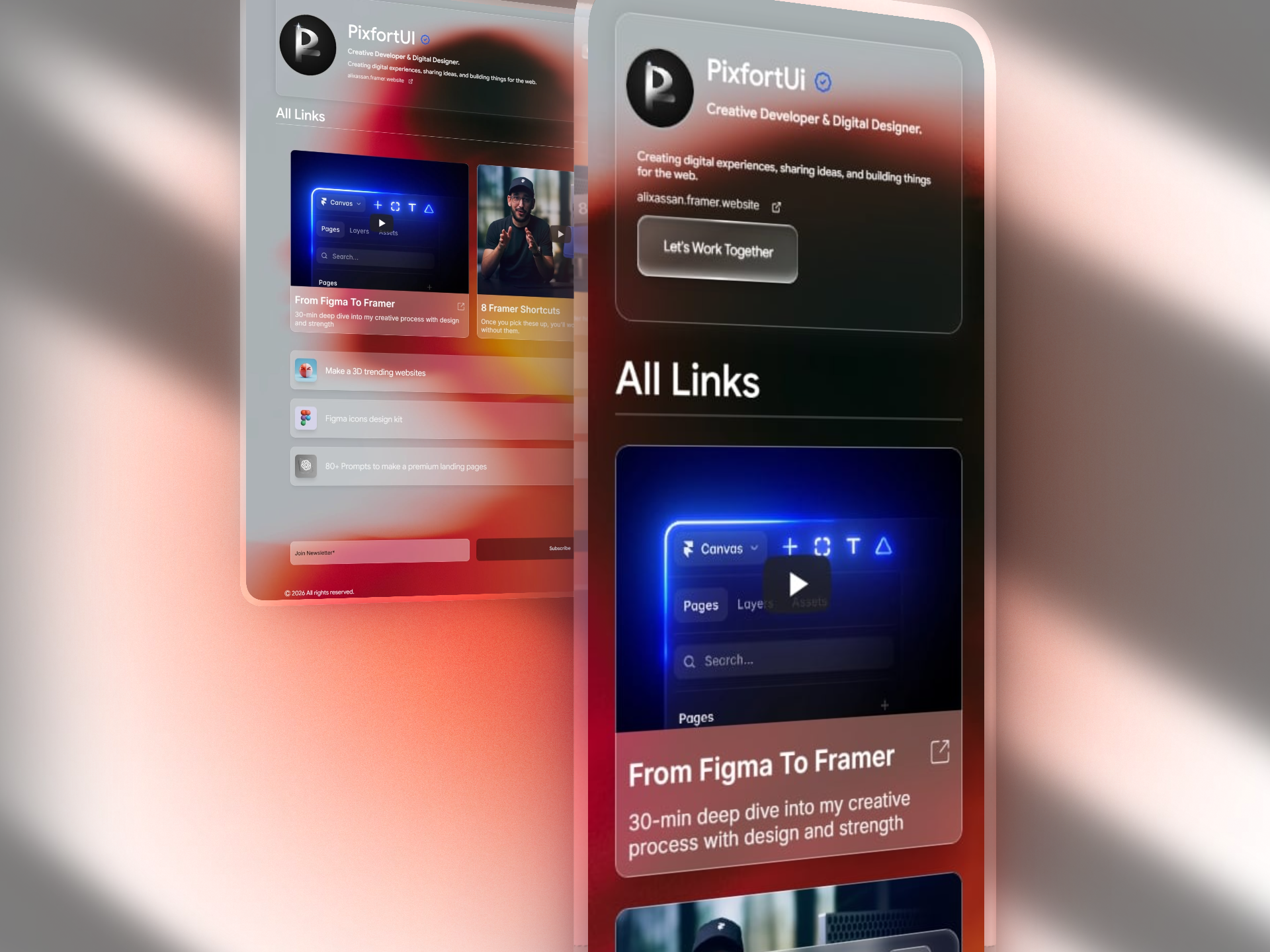Glass Link in Bio — Free Website Template for Framer
