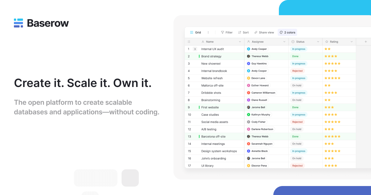 Baserow - Open source no-code database