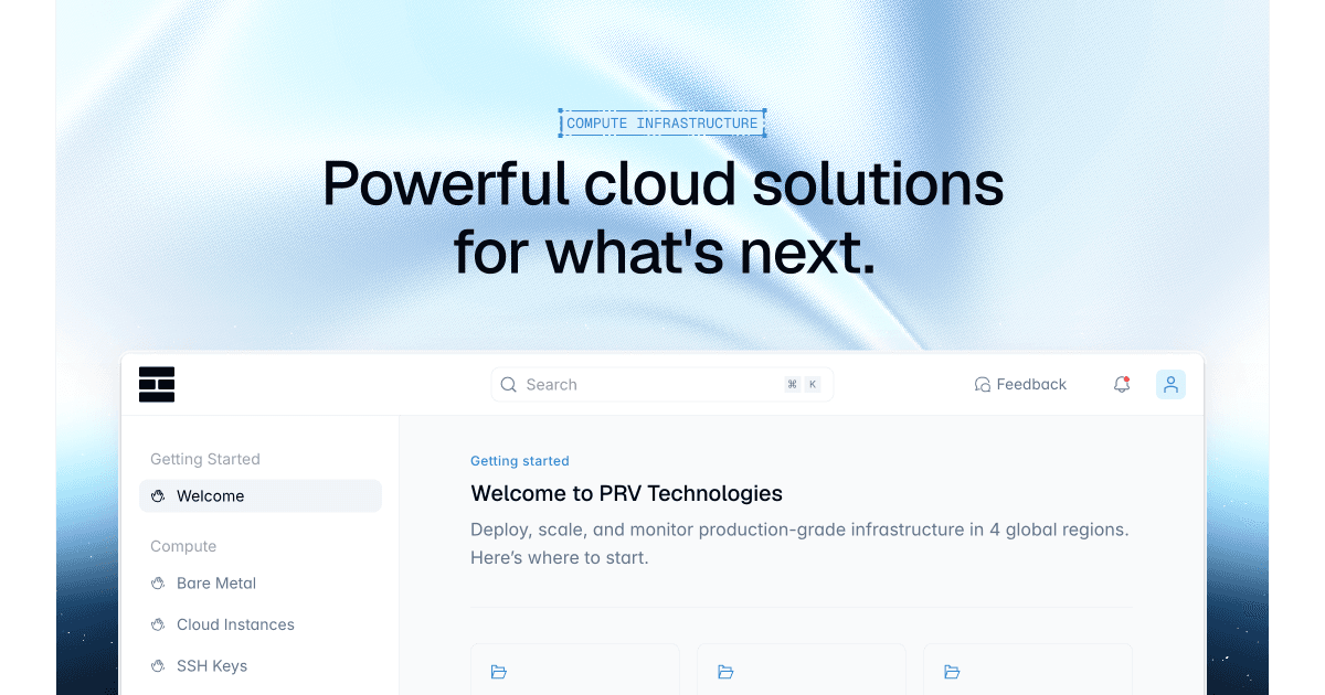 PRV Technologies — Powerful bare metal cloud