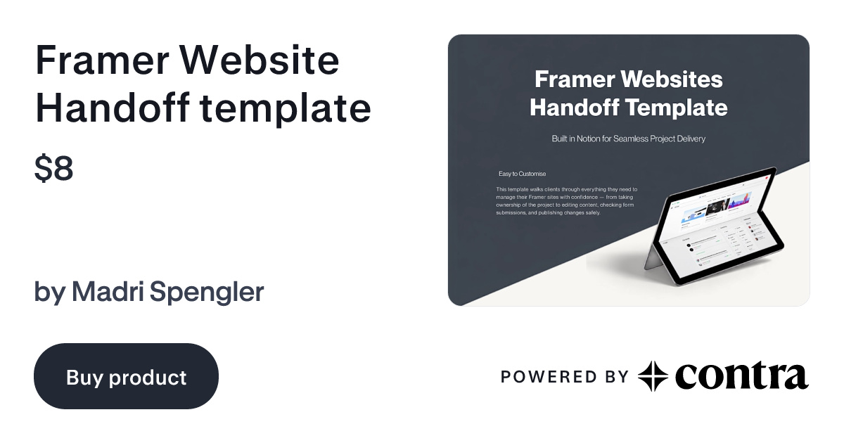 Framer Website Handoff template by Madri Spengler