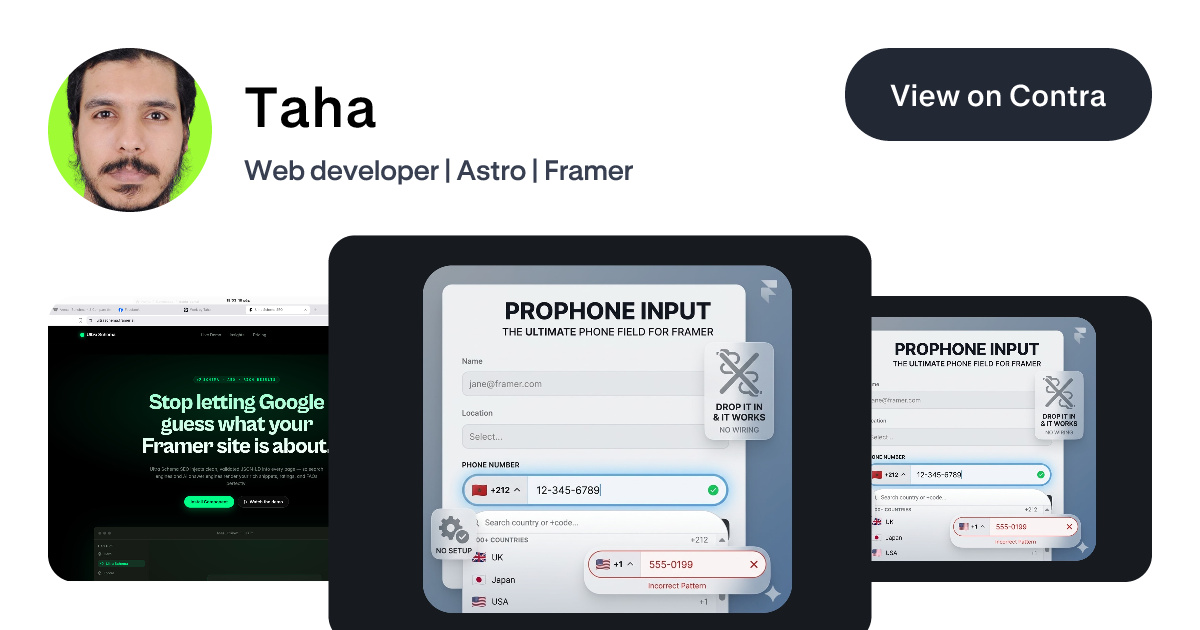 Taha - Framer Plugin Developer | Contra