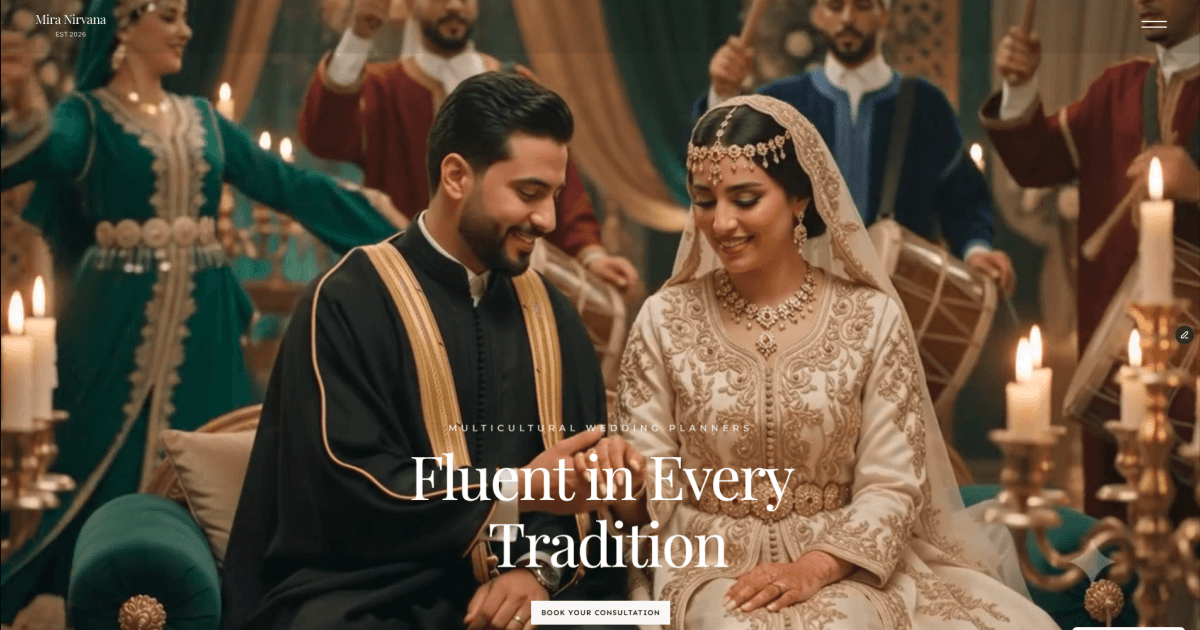 Mira Nirvana Luxury Wedding Planner Framer Template | Multicultural & Destination Weddings