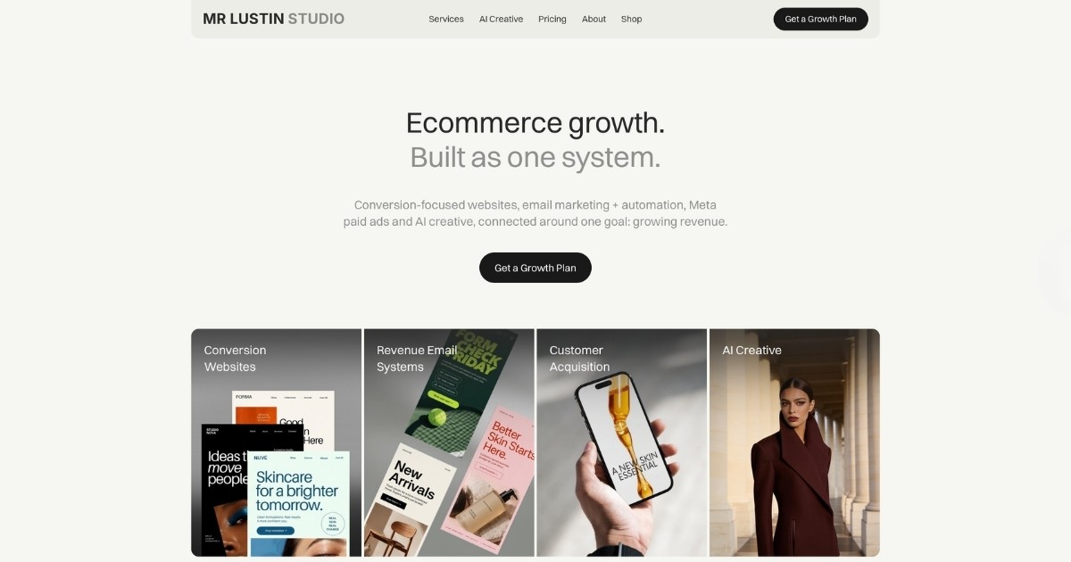 Ecommerce Growth + AI Creative | MRLUSTIN Studio