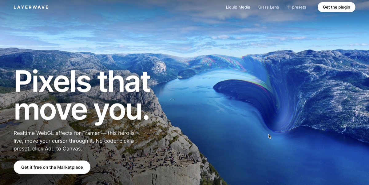Layerwave — Realtime WebGL effects for Framer