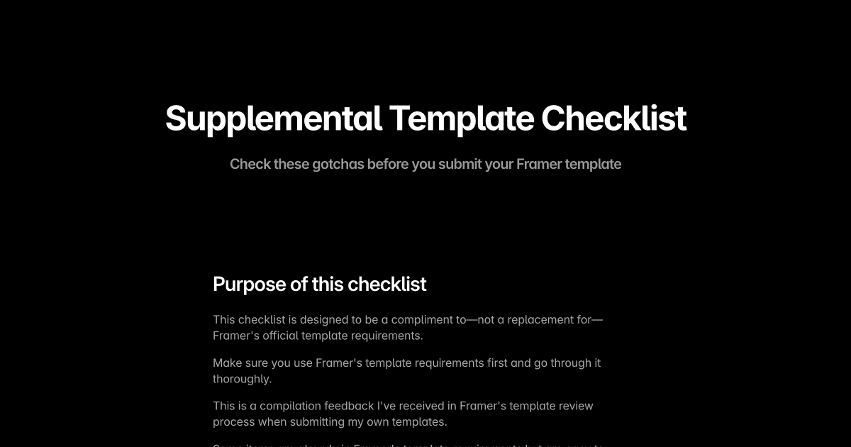 Supplemental Template Checklist