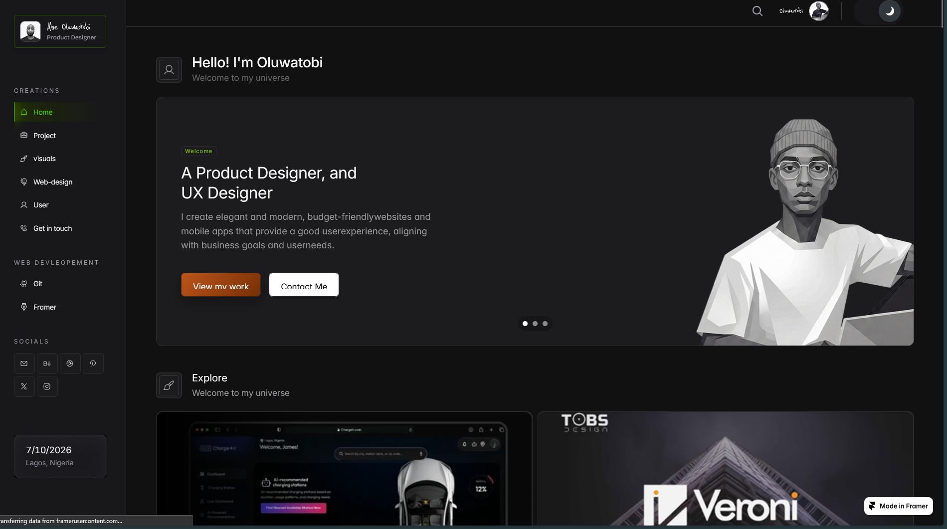Folioapp: Responsive Portfolio Website Template by Oluwatobi Abe