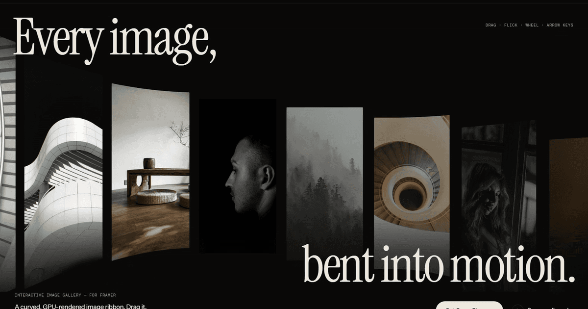 Curve Flow — Curved WebGL Image Carousel for Framer