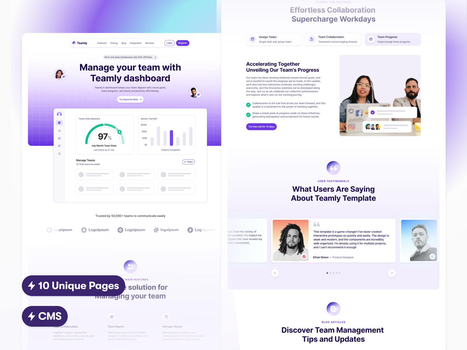 Teamly: Free SaaS Website Template by StudioXR — Framer Marketplace