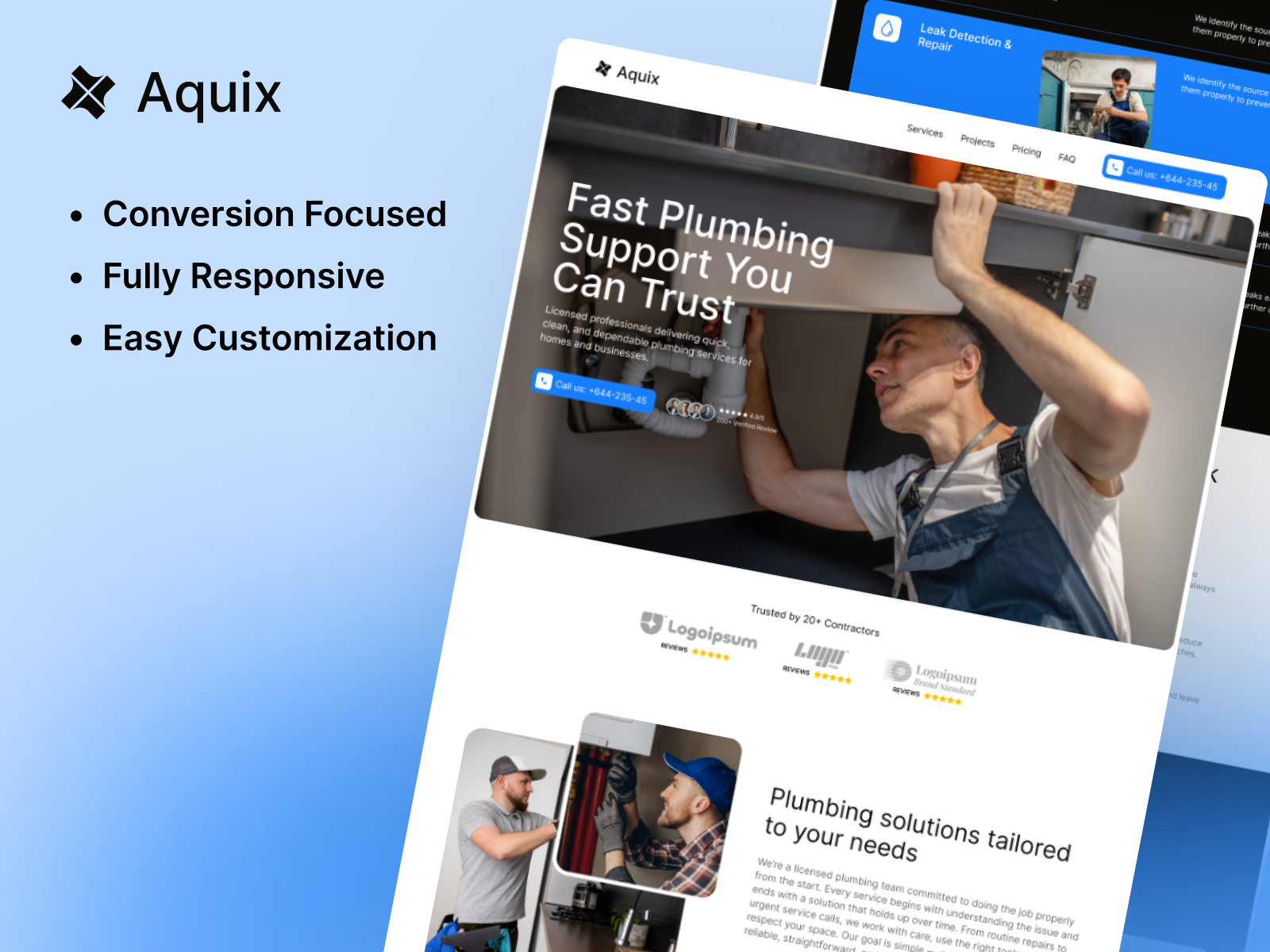 Aquix: Free Landing Page Website Template by TitanStudio