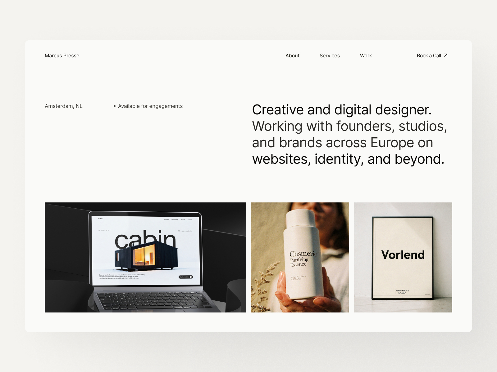 Presse: Free Portfolio Website Template by Kuba — Framer Marketplace